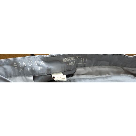 Shorts Plus Size 16 Cotton Spandex Bermuda Midrise Pockets Grey Stretch Flat - Picture 2 of 3